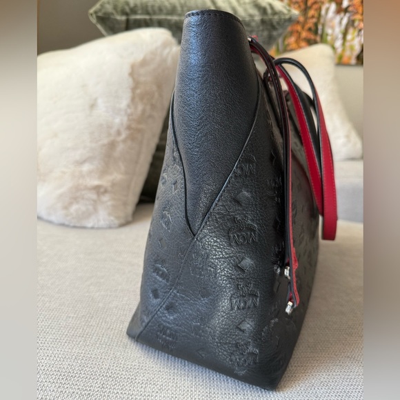 MCM Black and Red Embossed Tote - Picture 8 of 11